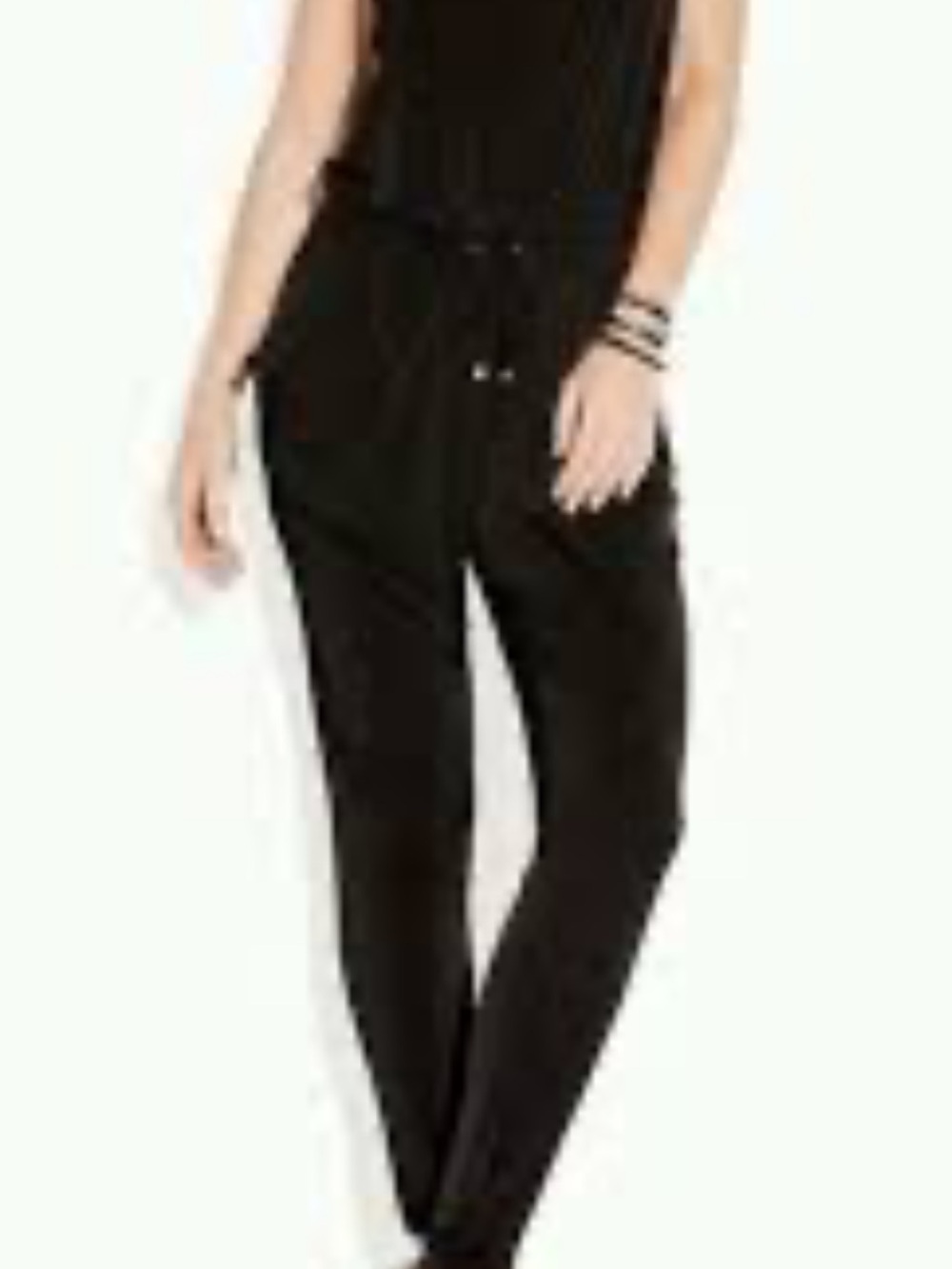 MICHAEL Michael Kors Slim Leg Black Silver Chain Jumpsuit Small No Belt